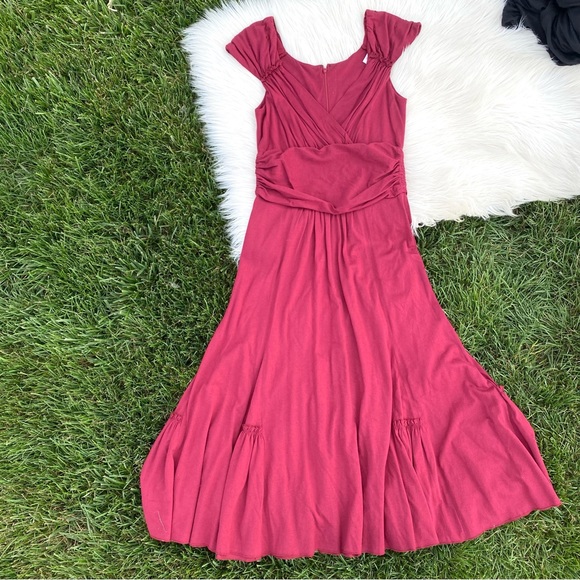 Peruvian Connection red fit flutter mid dress small - Picture 1 of 5